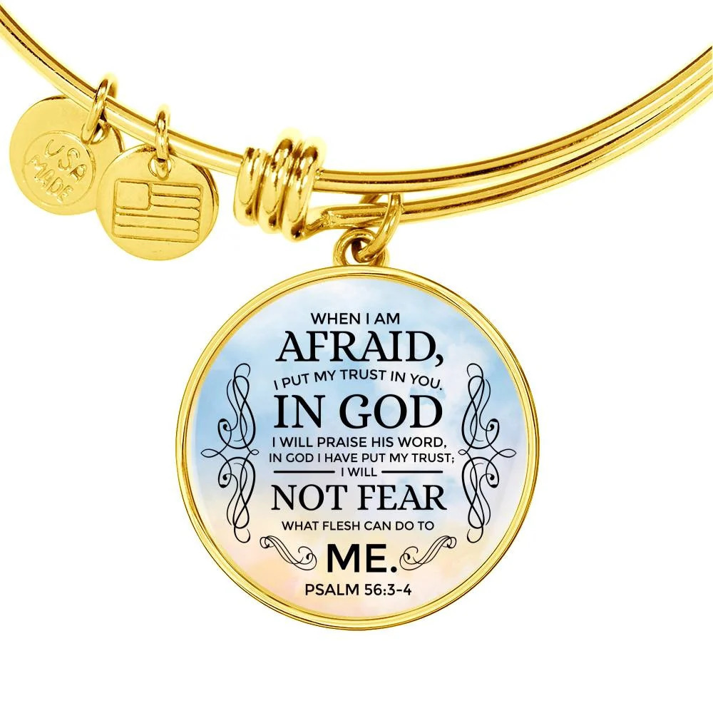 Trust In God  Personalized Engraved Gold Circle Bangle Bracelet Custom Name